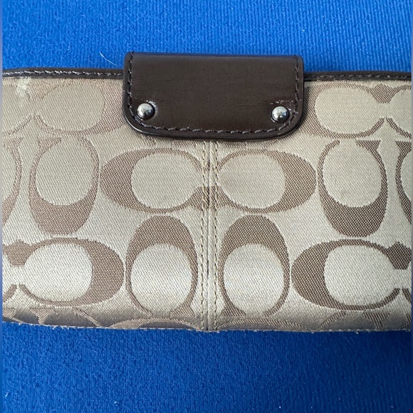 Coach Pleated Canvas Signature Wallet with Leather Trim - Picture 9 of 9